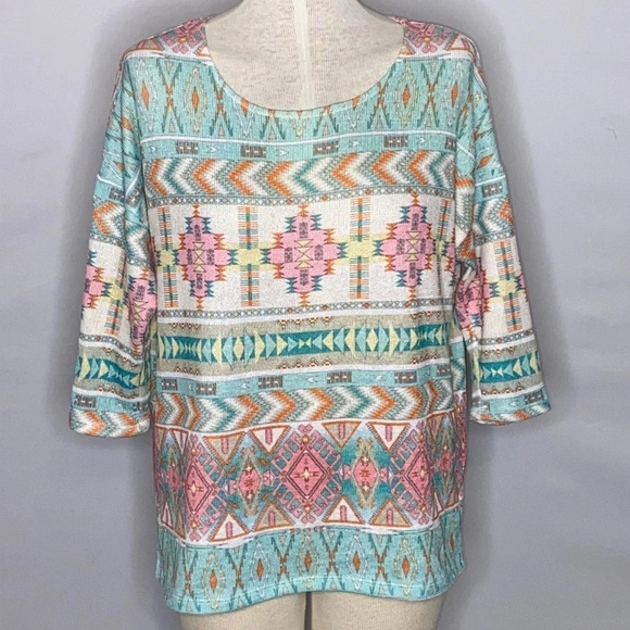 Akemi & Kin from Anthropologie Morgana Knit Aztec Tribal Pullover - Medium - Picture 2 of 6
